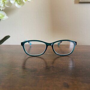 Equate Lily Blue Women’s Eyeglass Frames Only Colorful Striped Arms Blue Front